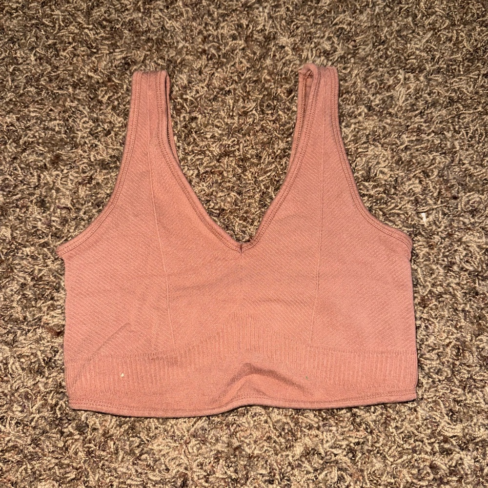 Gymshark Dusty Rose Ribbed V-Neck Bralette